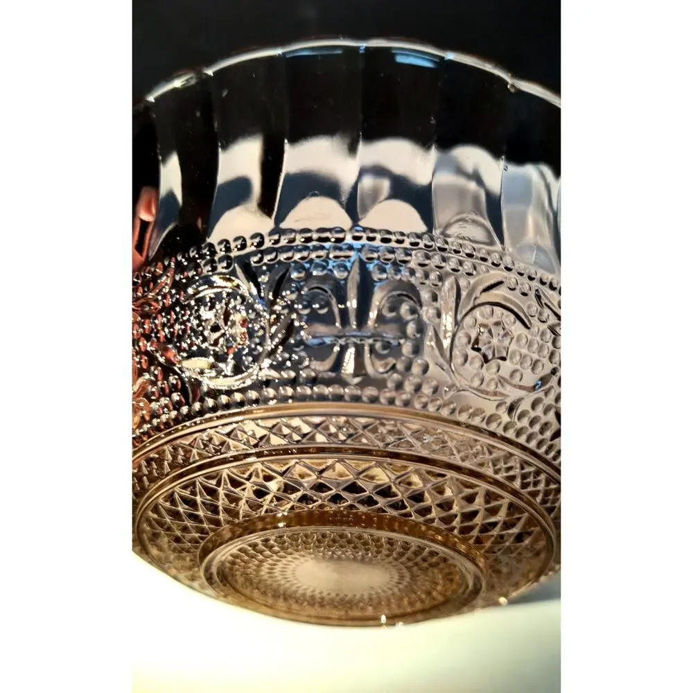 1042.  Vintage Pink Depression Glass Bowl Trellis Pattern